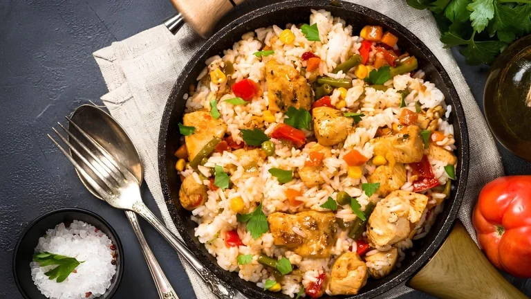 Reispfanne mit Gemüse - Gesundes Mittagessen
