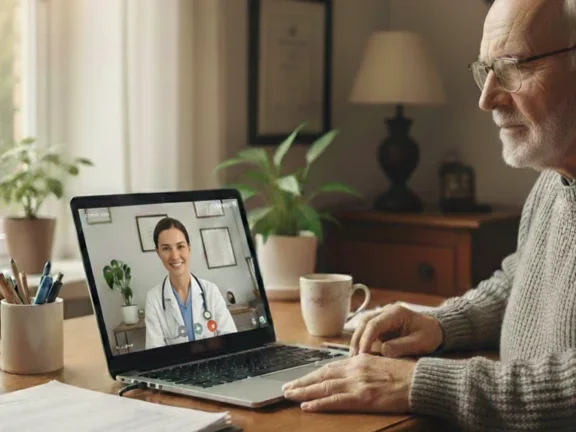 Mann sitzt am Laptop