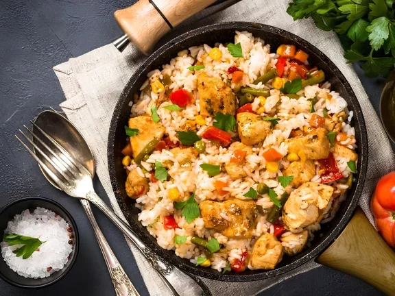 Reispfanne mit Gemüse - Gesundes Mittagessen