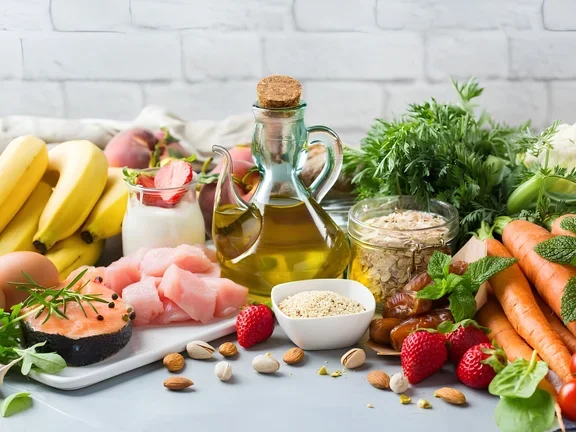 Übersicht frischer Lebensmittel für eine lungengesunde Ernährung