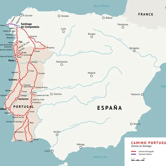 Landkarte von der Reiseroute